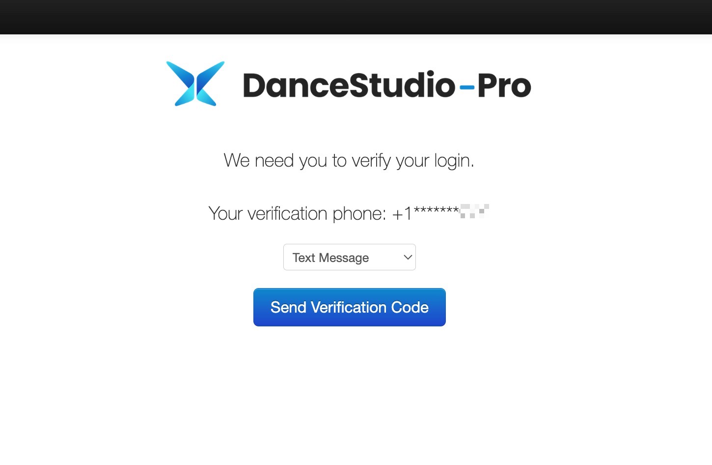Verification code request screen.