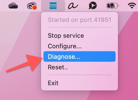 Menu with 'Diagnose' option highlighted.