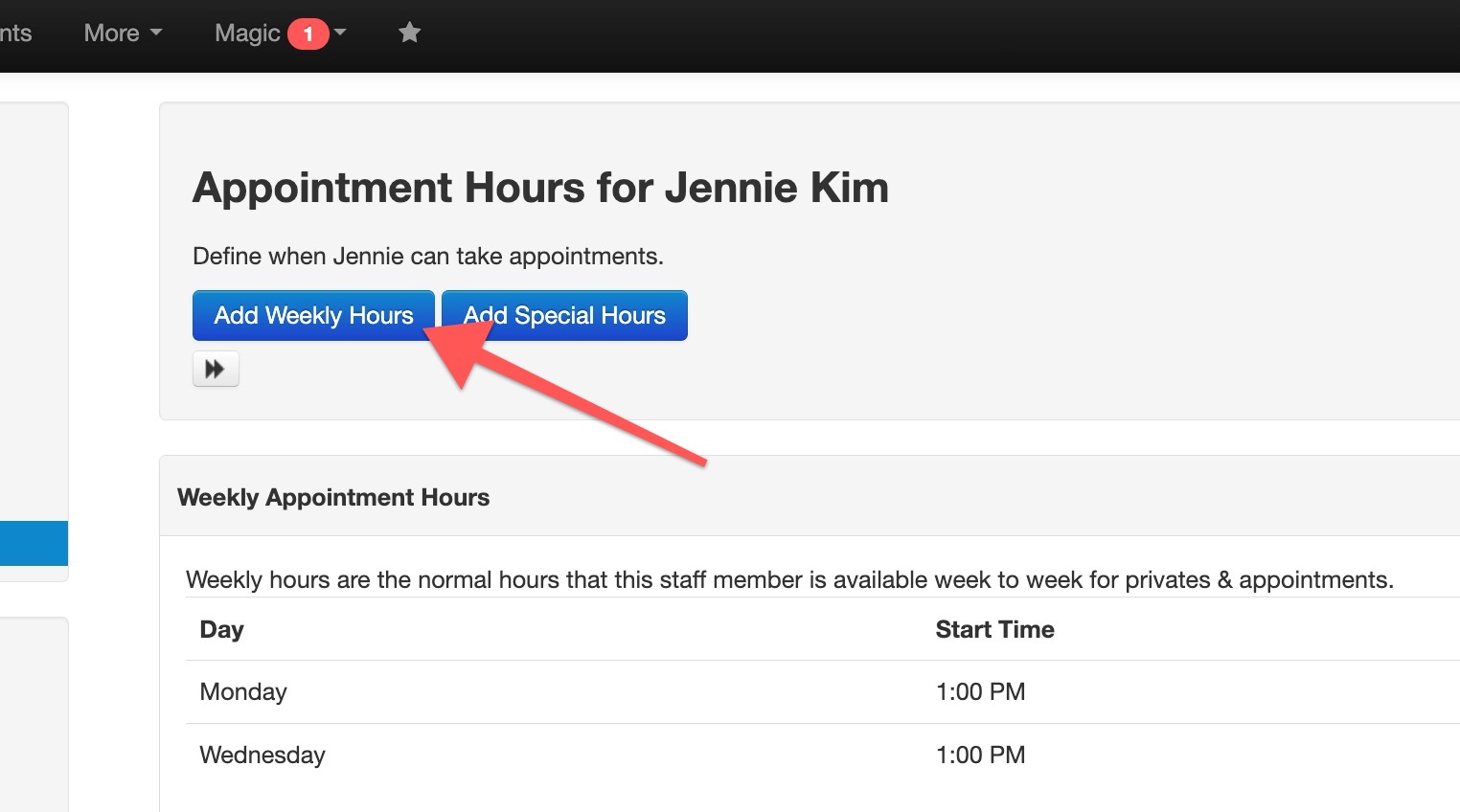 Add Special Hours" button highlighted.