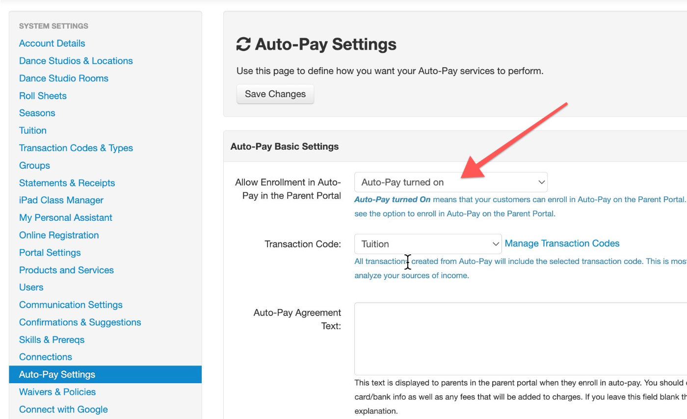 Auto-Pay settings page with options.