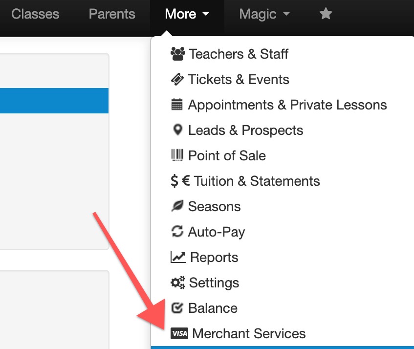 Dropdown menu with various options highlighted.