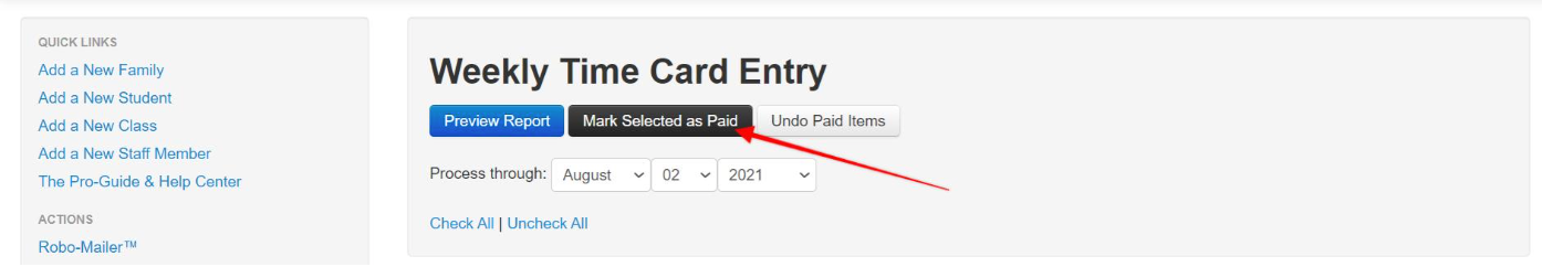 Weekly Time Card Entry interface