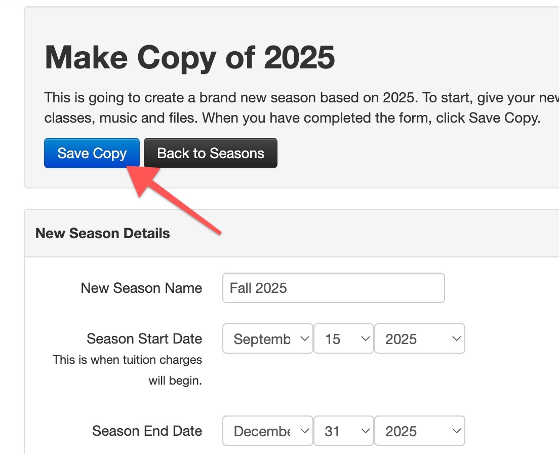 Save Copy button highlighted on form.