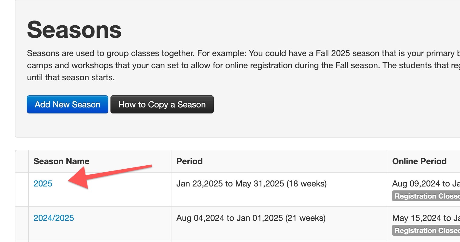 Main Seasons Page