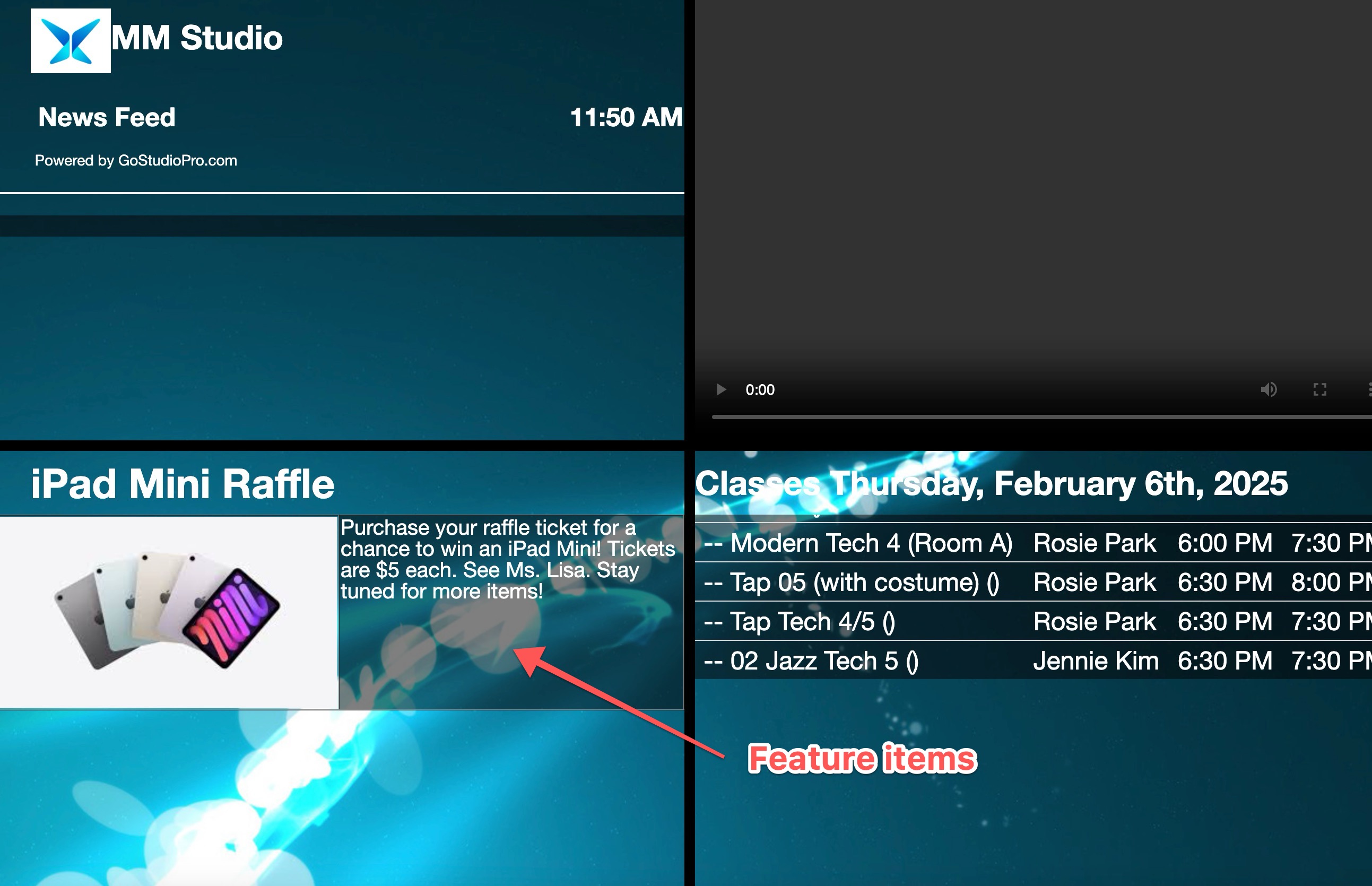 iPad Mini Raffle and class schedule