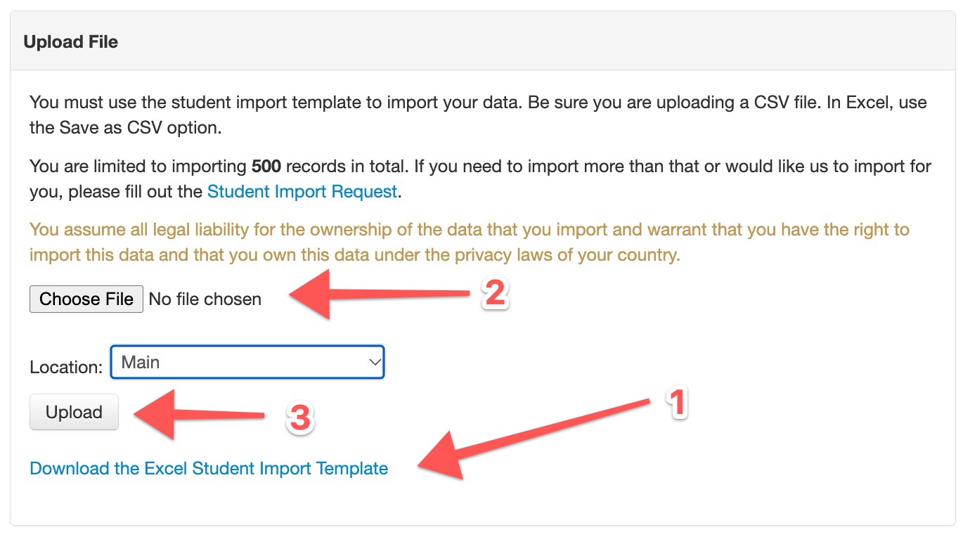File upload interface with instructions.