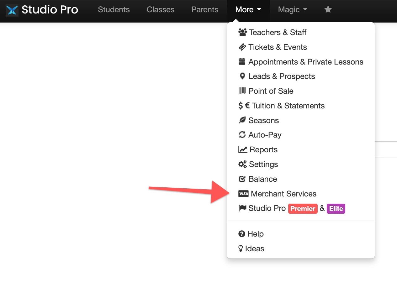 Dropdown menu with various options.