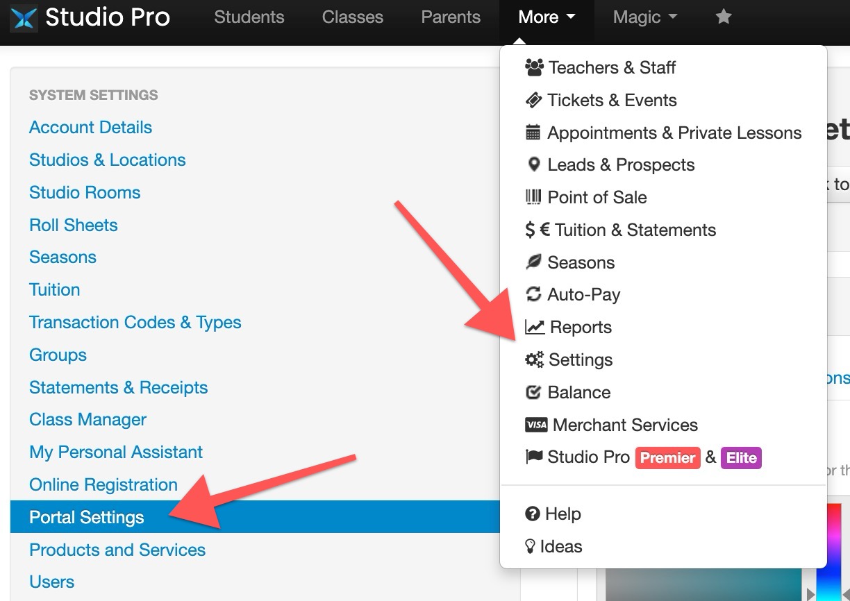 Studio Pro settings and menu options