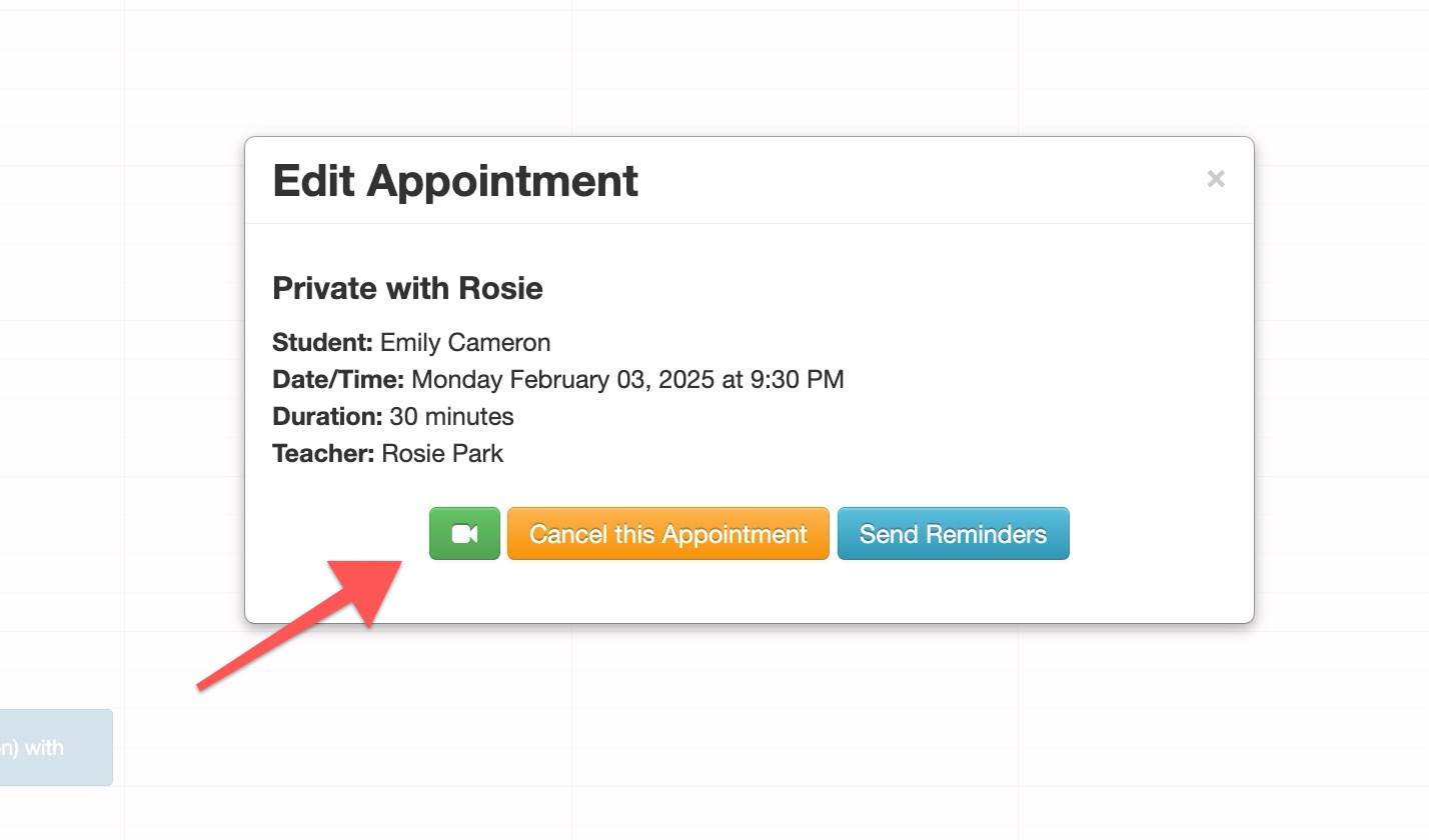 Edit Appointment details and options