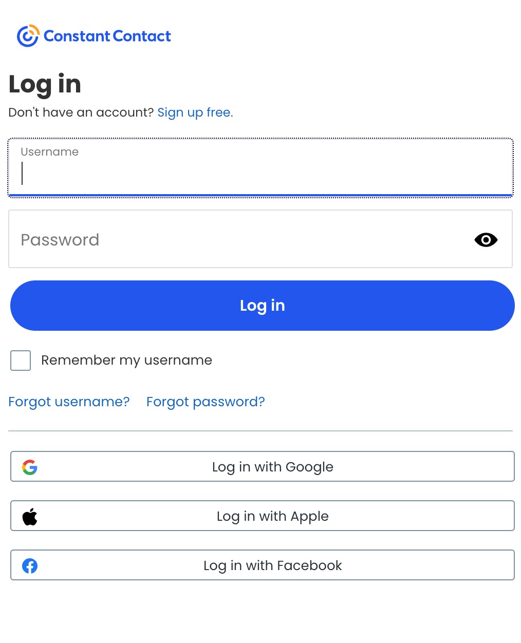 Login page with multiple sign-in options.