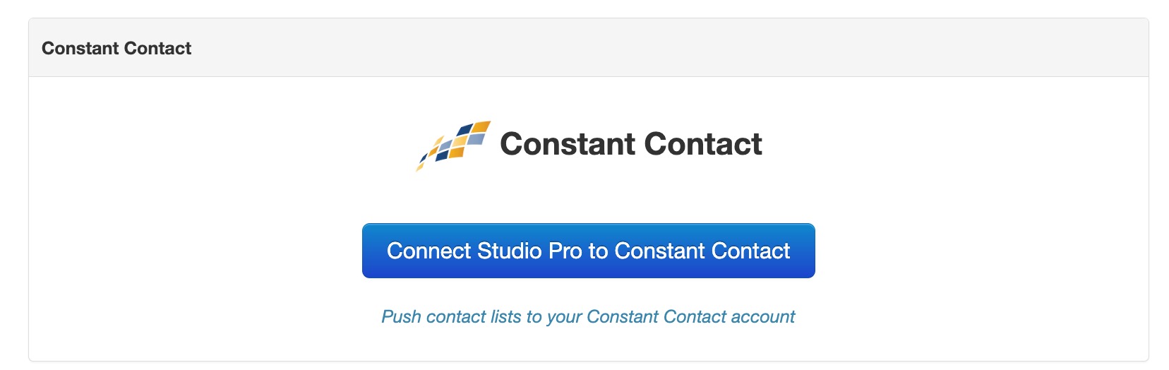 Connect Studio Pro to Constant Contact button