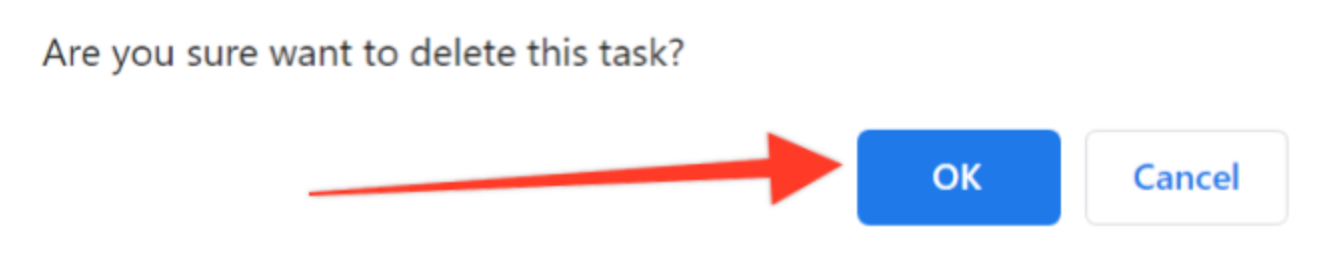 Delete task confirmation dialog box.