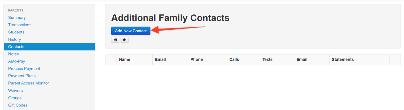 Add New Contact" button on a webpage.