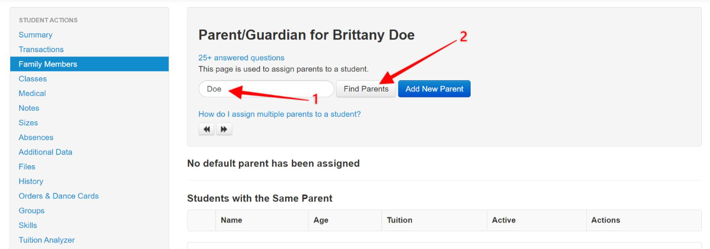 Assign parent interface for Brittany Doe.