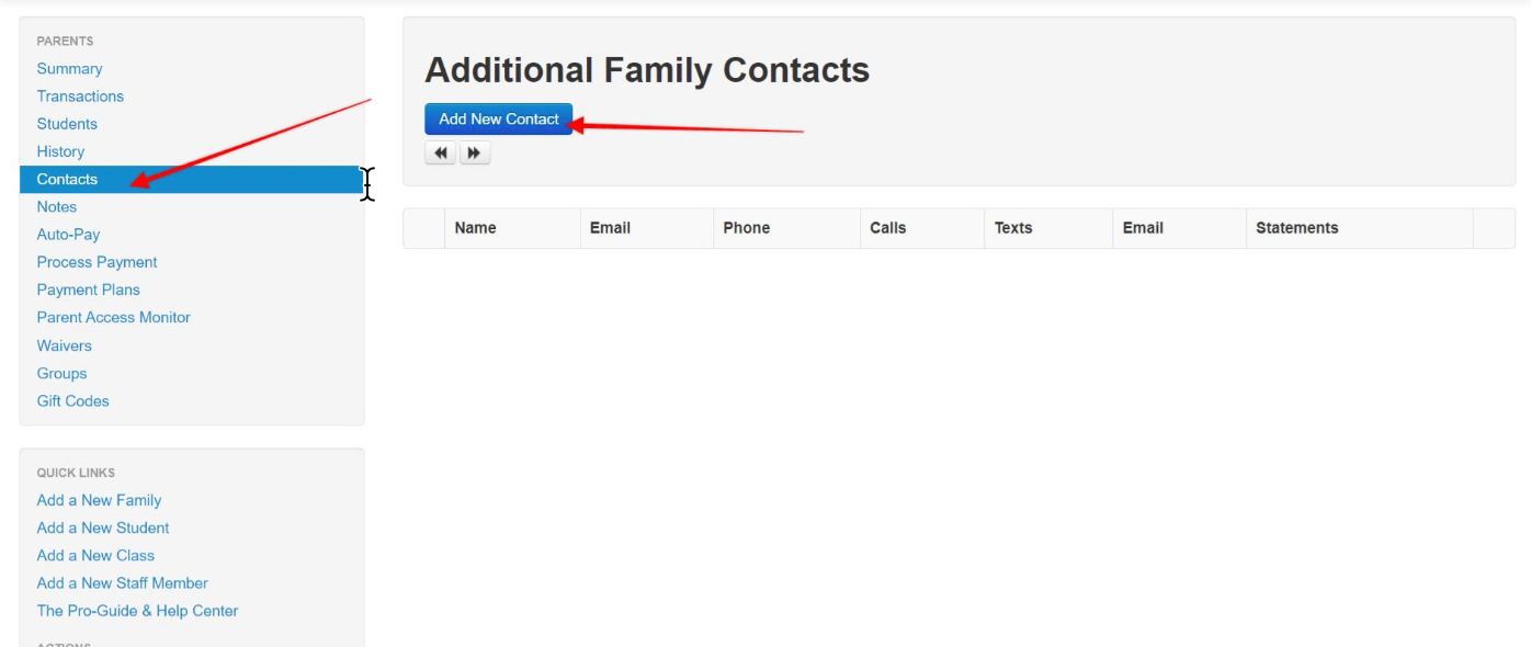 Add New Contact" button on a webpage.