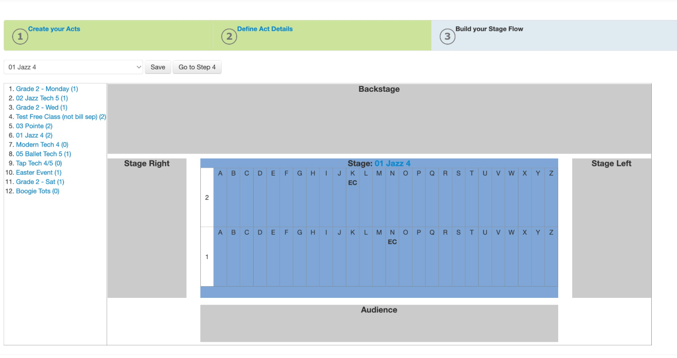 Stage Layout for Jazz4 Class.