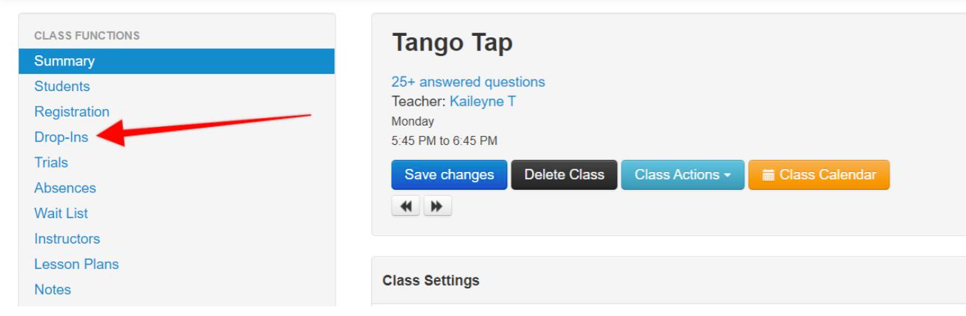 Dance class management interface.