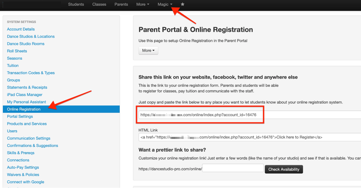 Studio Pro online registration page.