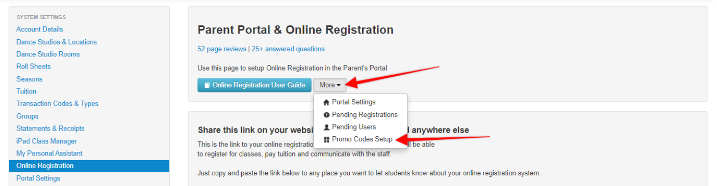 Screenshot of Online Registration page.