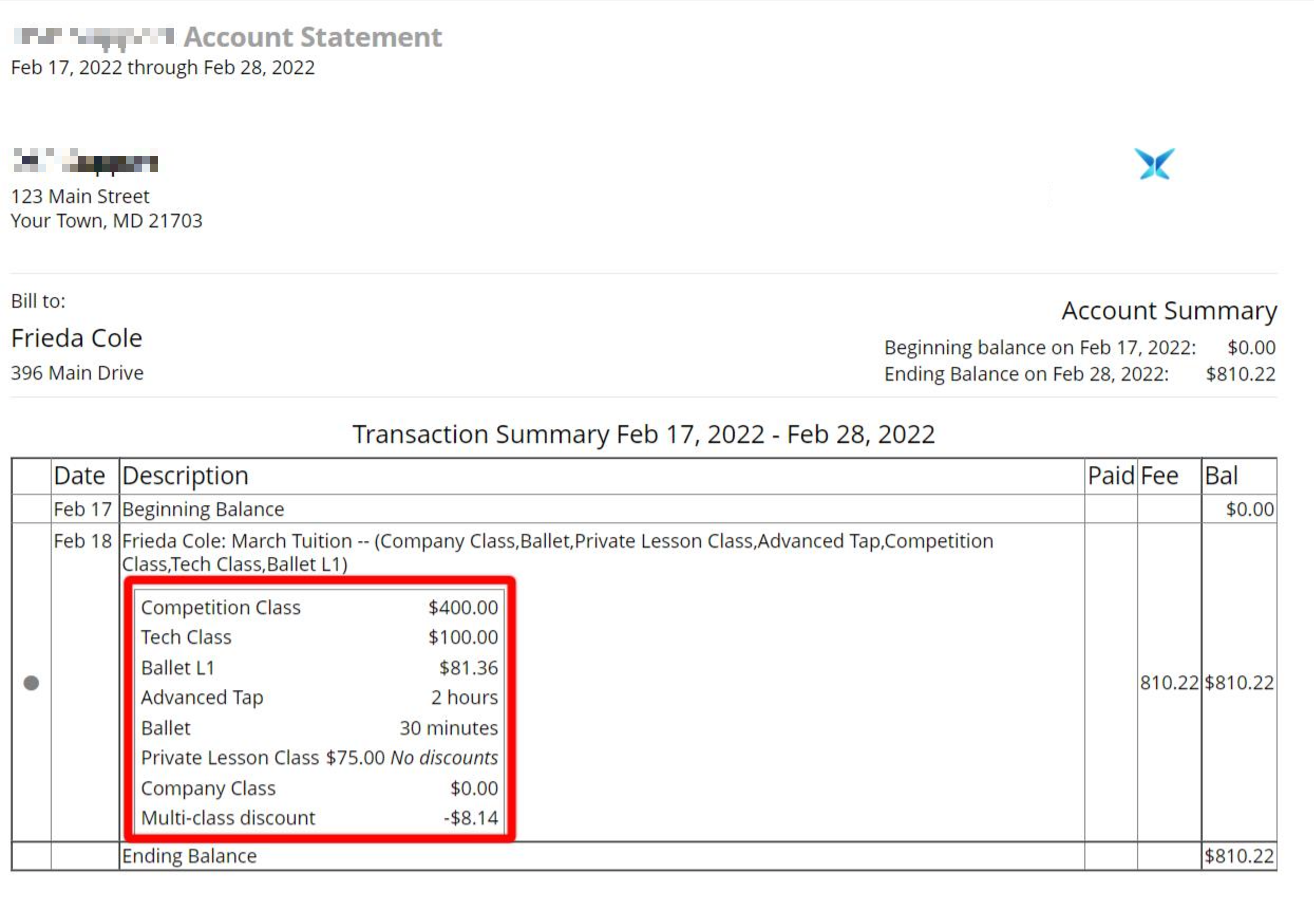 Parent Account Statment