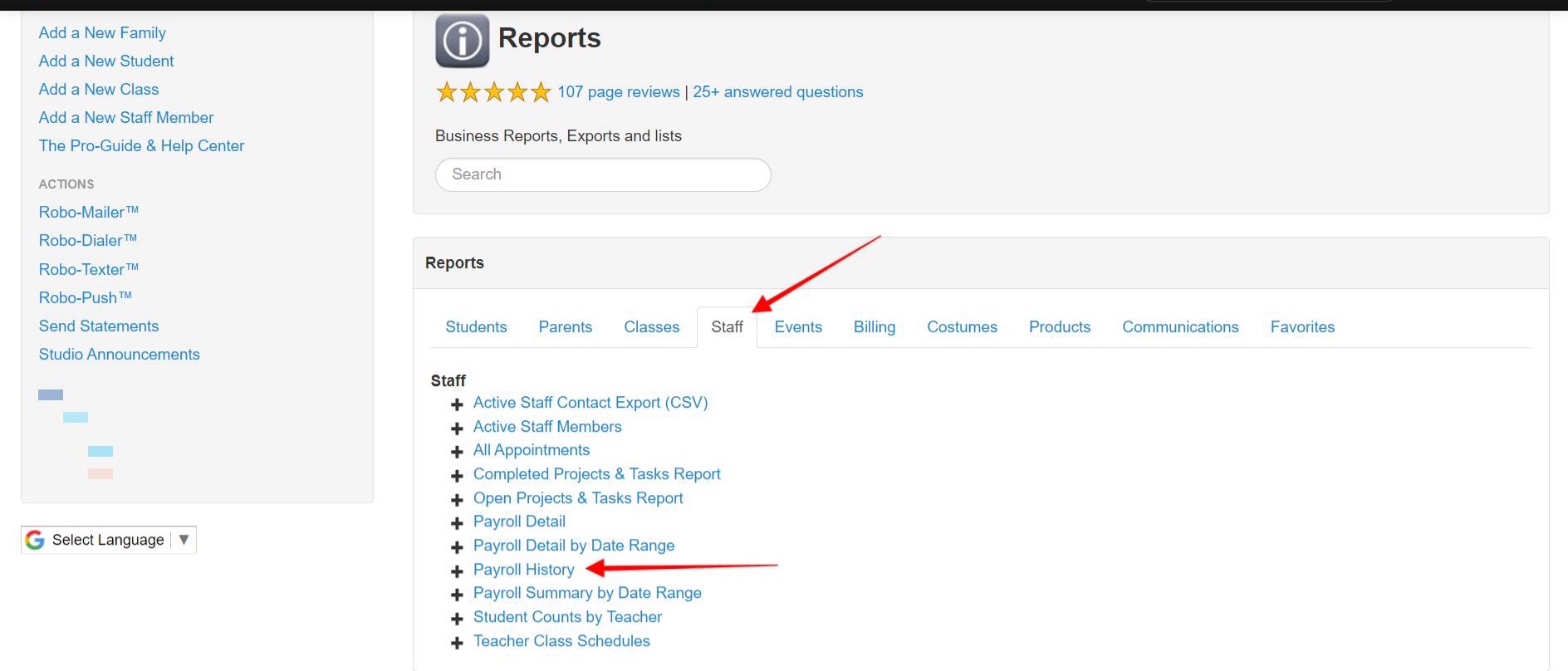 Staff Reports page.