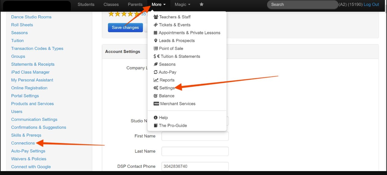 More Dropdown-Settings-Connects from Left Menu.jpeg