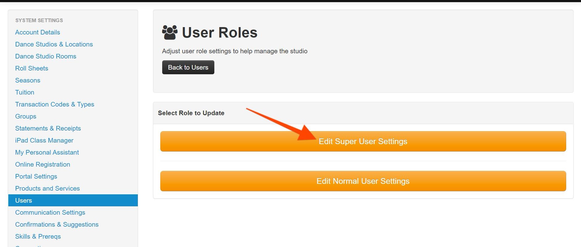 Edit Super User Settings" button highlighted.