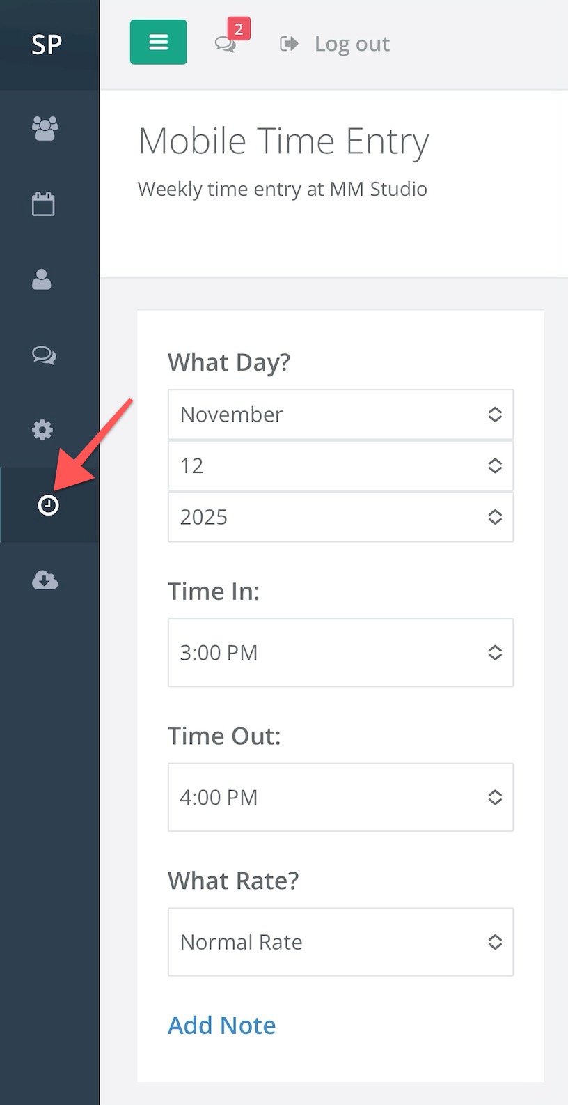 Mobile Time Clock in Studio Manager App.jpg