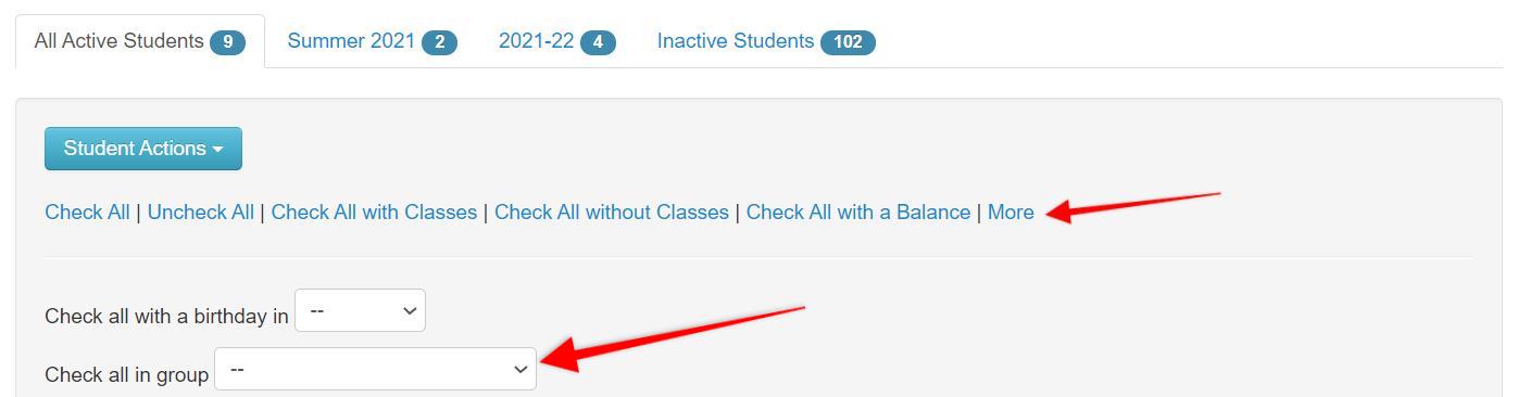 Students Page with More Link.