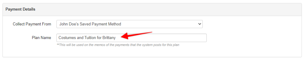 Plan Name field.