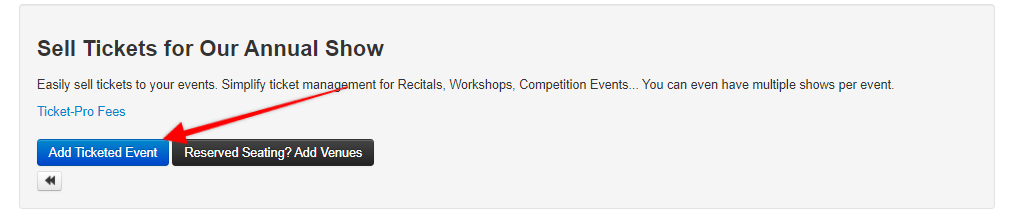 Add Ticketed Event Button.