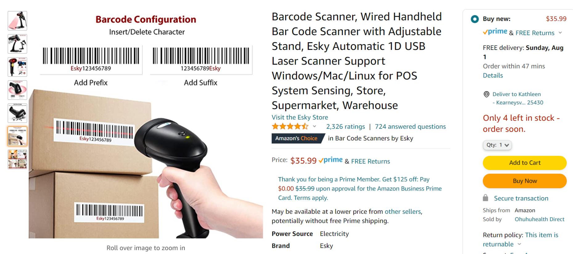 Barcode scanner scanning a box.