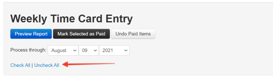 Weekly Time Card Entry interface