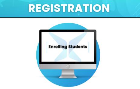 Computer screen with 'Enrolling Students'