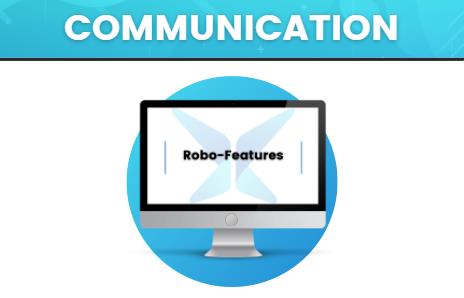 Computer screen with 'Robo-Features' text.